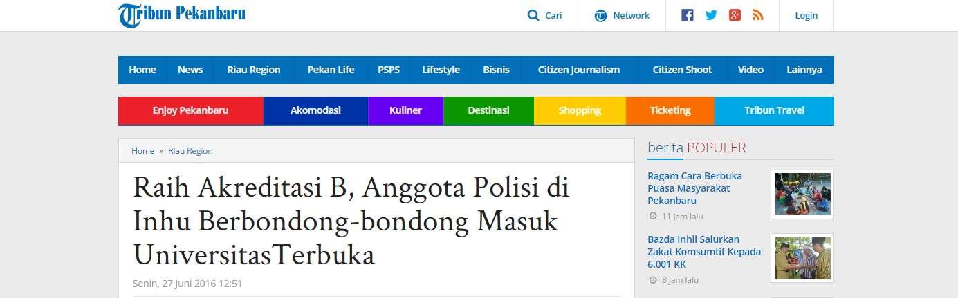2016-6-27_Tribun_Pekanbaru_Akreditasi_B_Anggota_Polisi_di_Inhu_Masuk_UT