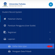 Ilustrasi menu untuk mengakses daftar nilai ujian UT